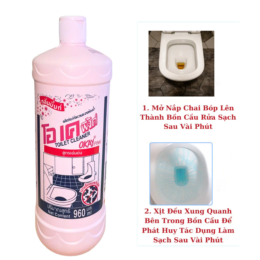  Tẩy toilet đa năng OKAY Pink Thái Lan siêu sạch 960ml 
