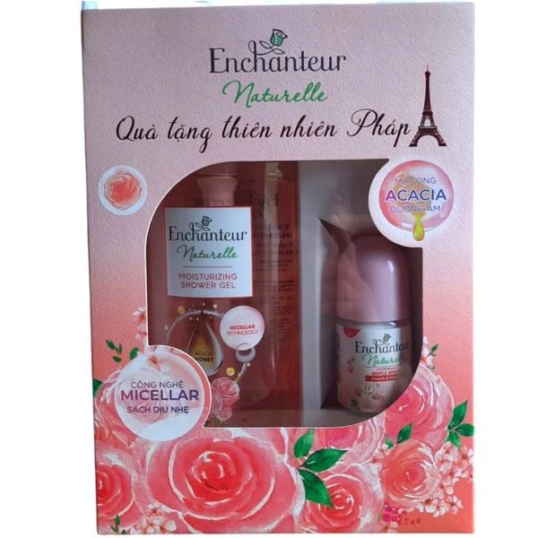 Hộp quà tặng Deluxe Collection Sữa tắm hương nước hoa Enchanteur Naturelle 510g + tặng Lăn khử mùi 25ml 
