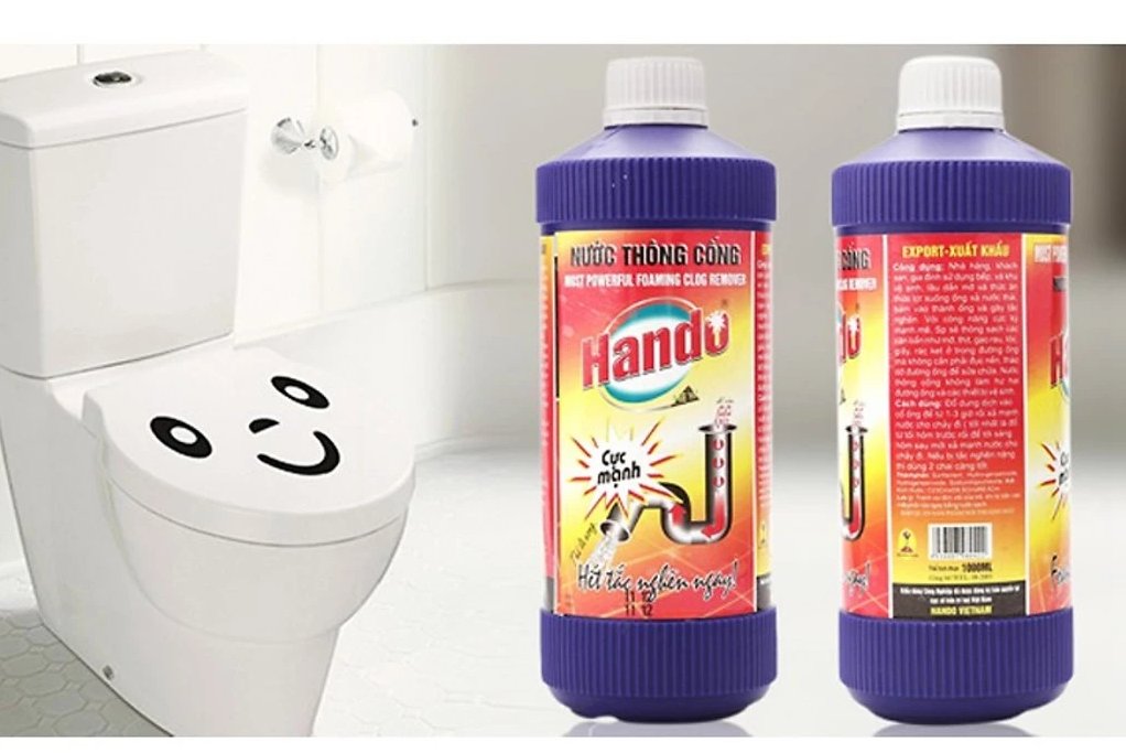  Dung dịch thông tắc đường ống cống, lavabo, bồn rửa chén Hando 1L Xuất Khẩu 