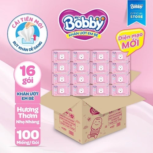  Khăn ướt trẻ em Bobby 100 miếng/gói 