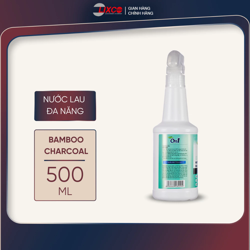  Nước lau đa năng On1 hương Bambo charcoal chai 500ml giúp sạch nhanh bề mặt, sáng bóng như mới 