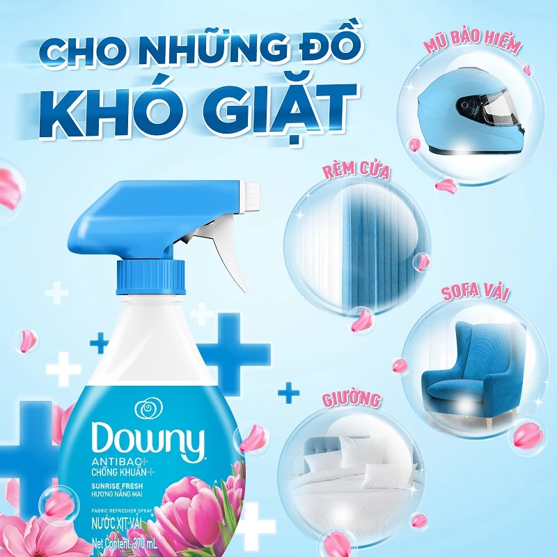 Xịt Vải DOWNY Khử Mùi Và Chống Khuẩn 99.9% Hương Nắng Mai/ Huyền Bí/ Đam Mê Chai 370ml 