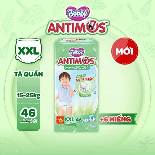  Tã Quần Xua Muỗi Bobby Antimos – Hàng rào Sả tự nhiên Bye Muỗi 8H - M52/L50+2/XL48+4/XXL46+6 