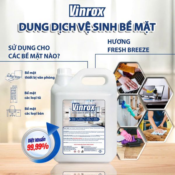  Dung dịch vệ sinh bề mặt diệt khuẩn VINROX 5L Hương Fresh 