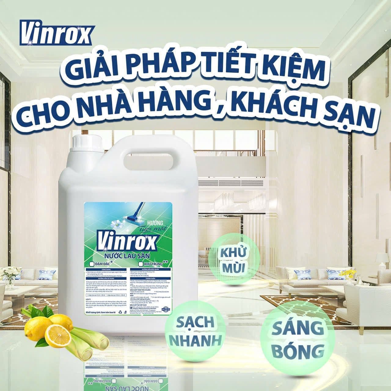  Nước lau sàn Diệt khuẩn VINROX 5L - Hương Tươi Mát 