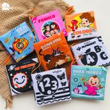  Sách vải cho bé sơ sinh 0 đến 12 tháng, an toàn tuyệt đối, kích thước 12x11cm, 8 mặt sột soạt. MẪU MỚI combo 8 cuốn 