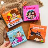  Sách vải cho bé sơ sinh 0 đến 12 tháng, an toàn tuyệt đối, kích thước 12x11cm, 8 mặt sột soạt. MẪU MỚI combo 4 