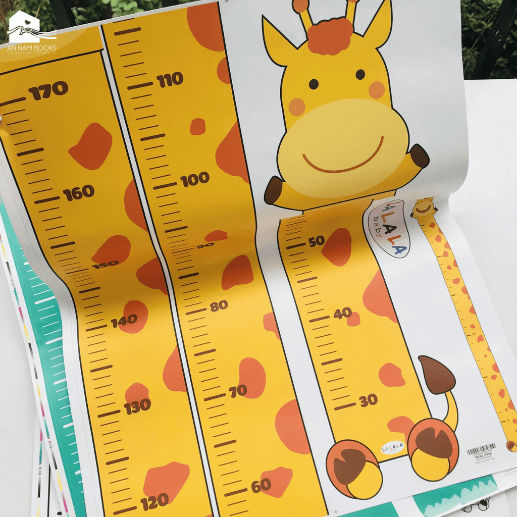  Decal dán tường đo chiều cao cho bé - Hình con vật đáng yêu 