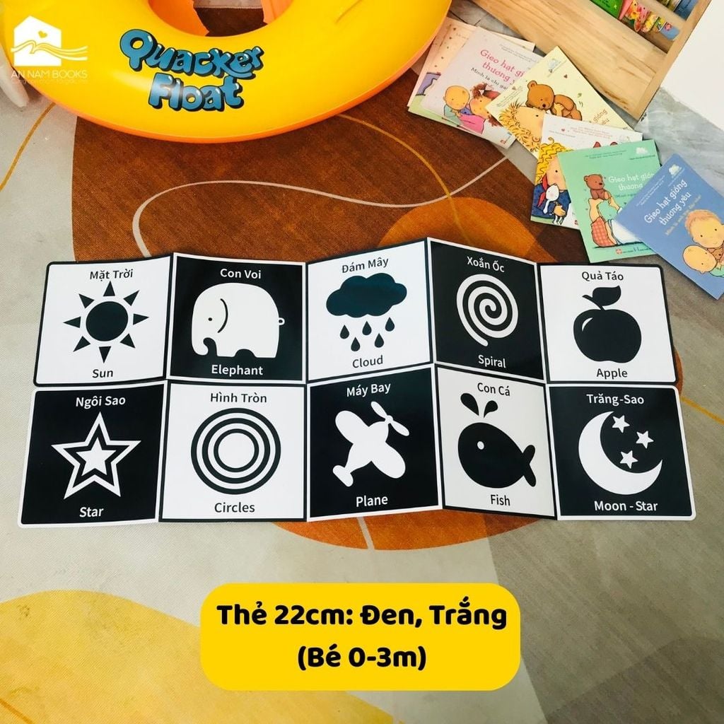 Sách - Tranh kích thích thị giác cho trẻ sơ sinh (Bộ 3 thẻ) 