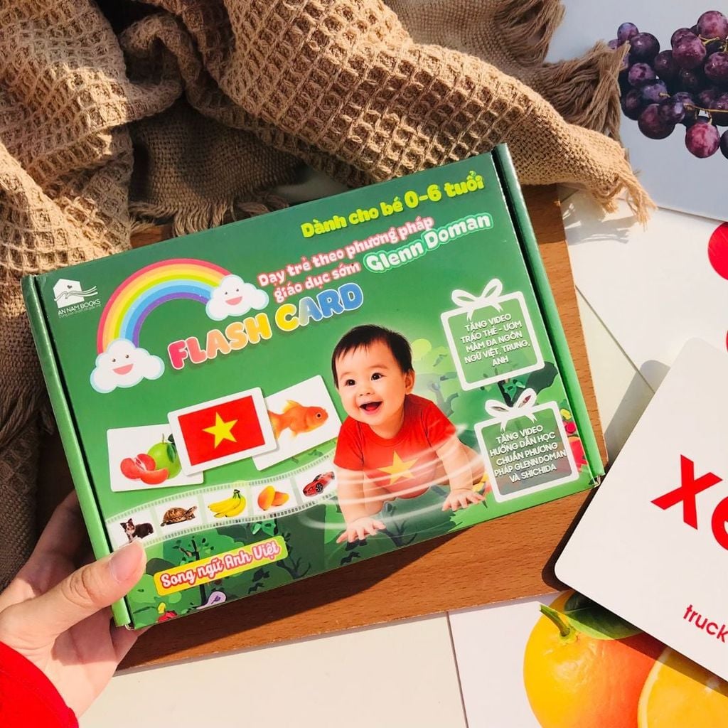  Bộ thẻ học thông minh Flashcard Glenndoman, đồ chơi giáo dục sớm Annambooks tặng video tráo thẻ tiếng Anh & tiếng Trung 