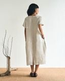  Đầm Linen Côn Trùng tay ngắn 
