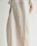  Đầm Linen Côn Trùng tay ngắn 