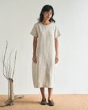  Đầm Linen Côn Trùng tay ngắn 