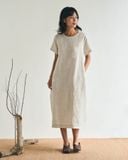  Đầm Linen Côn Trùng tay ngắn 