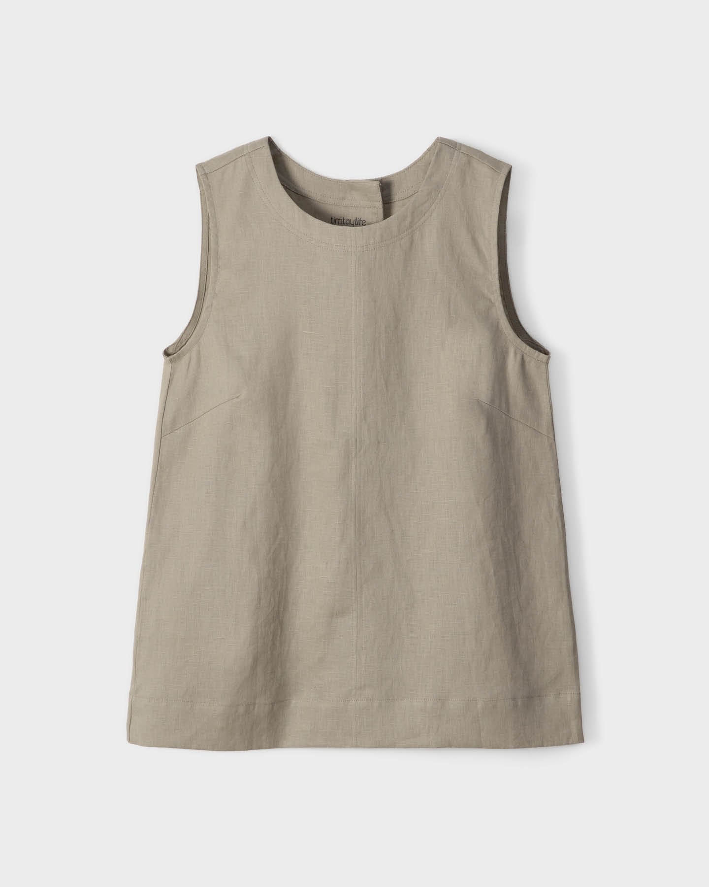  Áo Linen Cổ Tròn Sát Nách Xếp Ly 