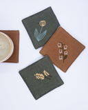  Set 3 lót ly chần bông thêu tay - Linen 