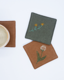  Set 3 lót ly chần bông thêu tay - Linen 