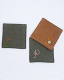  Set 3 lót ly chần bông thêu tay - Linen 