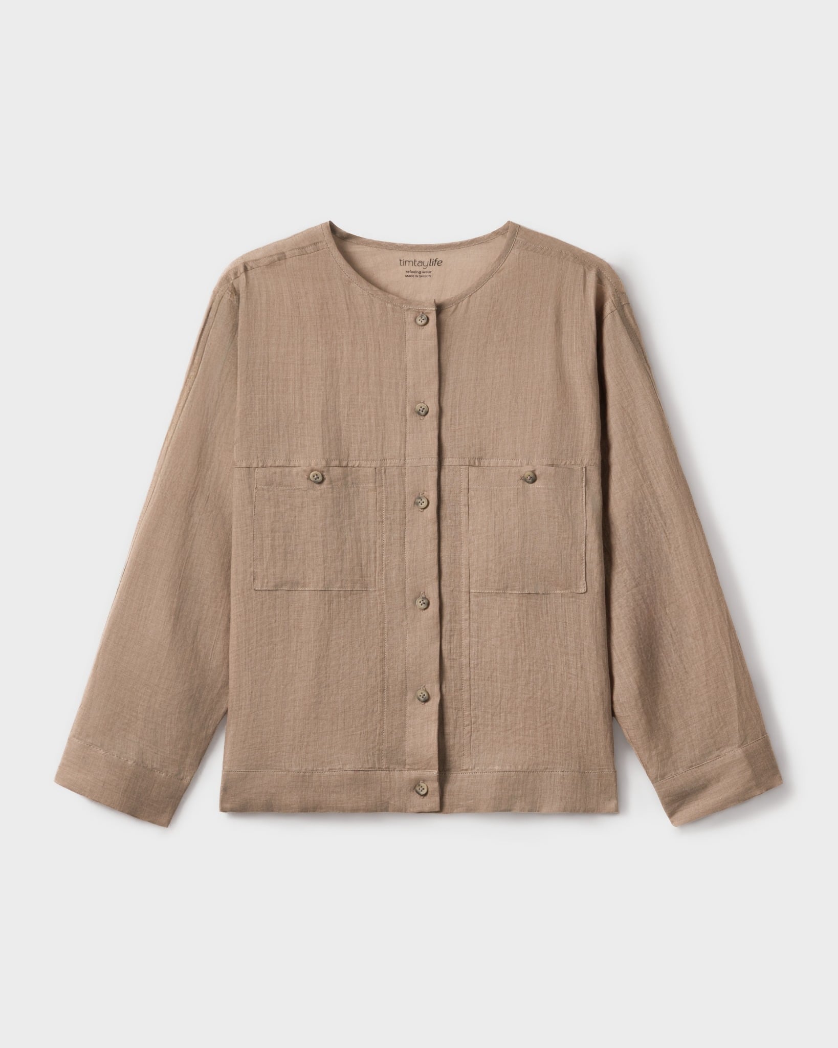  Áo Khoác Linen Hạt Dẻ 