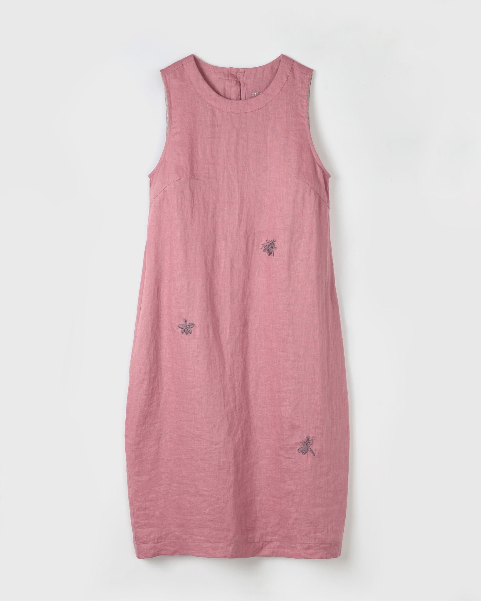 Đầm Linen Côn Trùng Dáng Cong Thêu Tay Độc Đáo-chính diện mặt trước