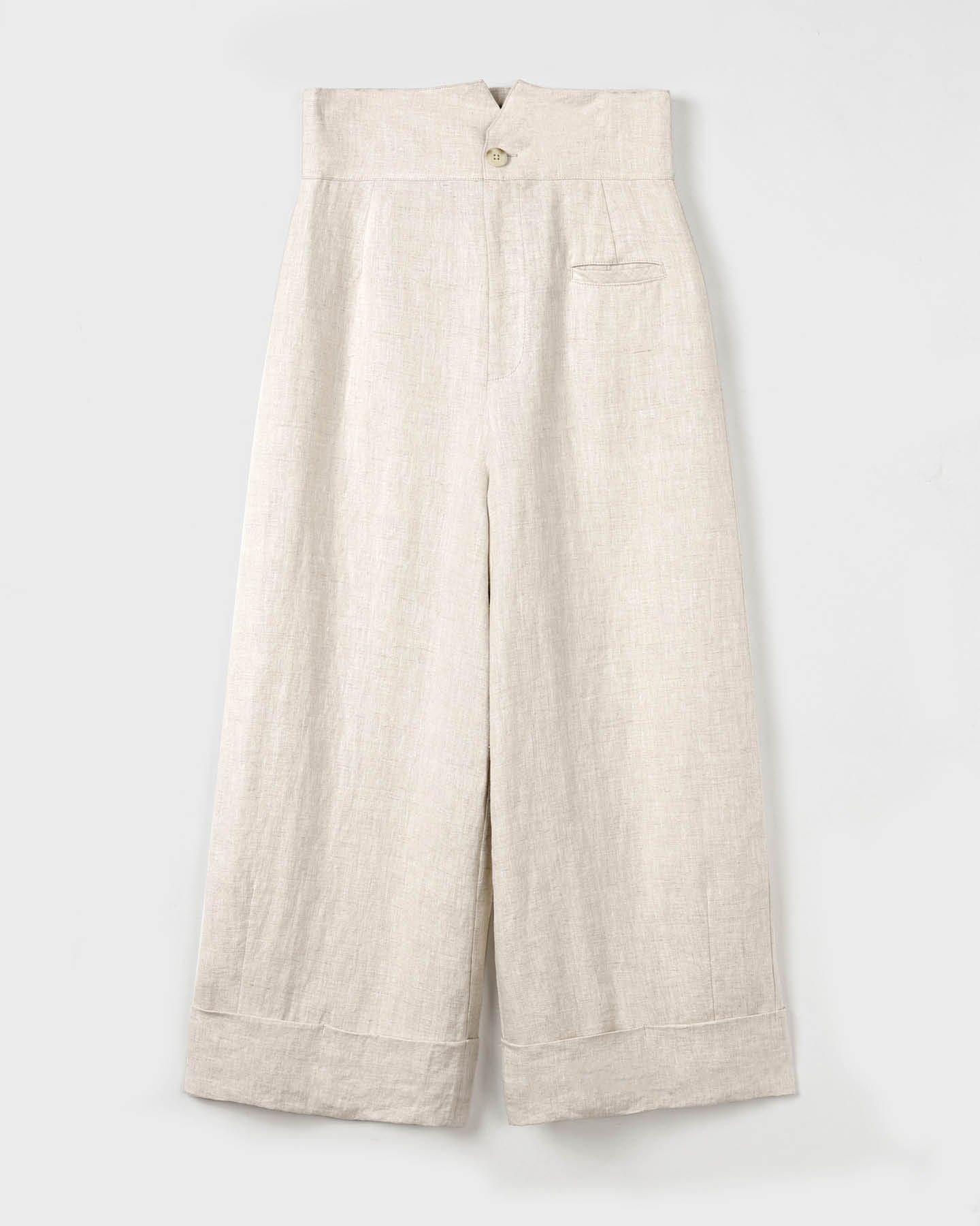 Quần Linen Kendo Ống Rộng Lưng Gấp Độc Đáo-chính diện mặt trước