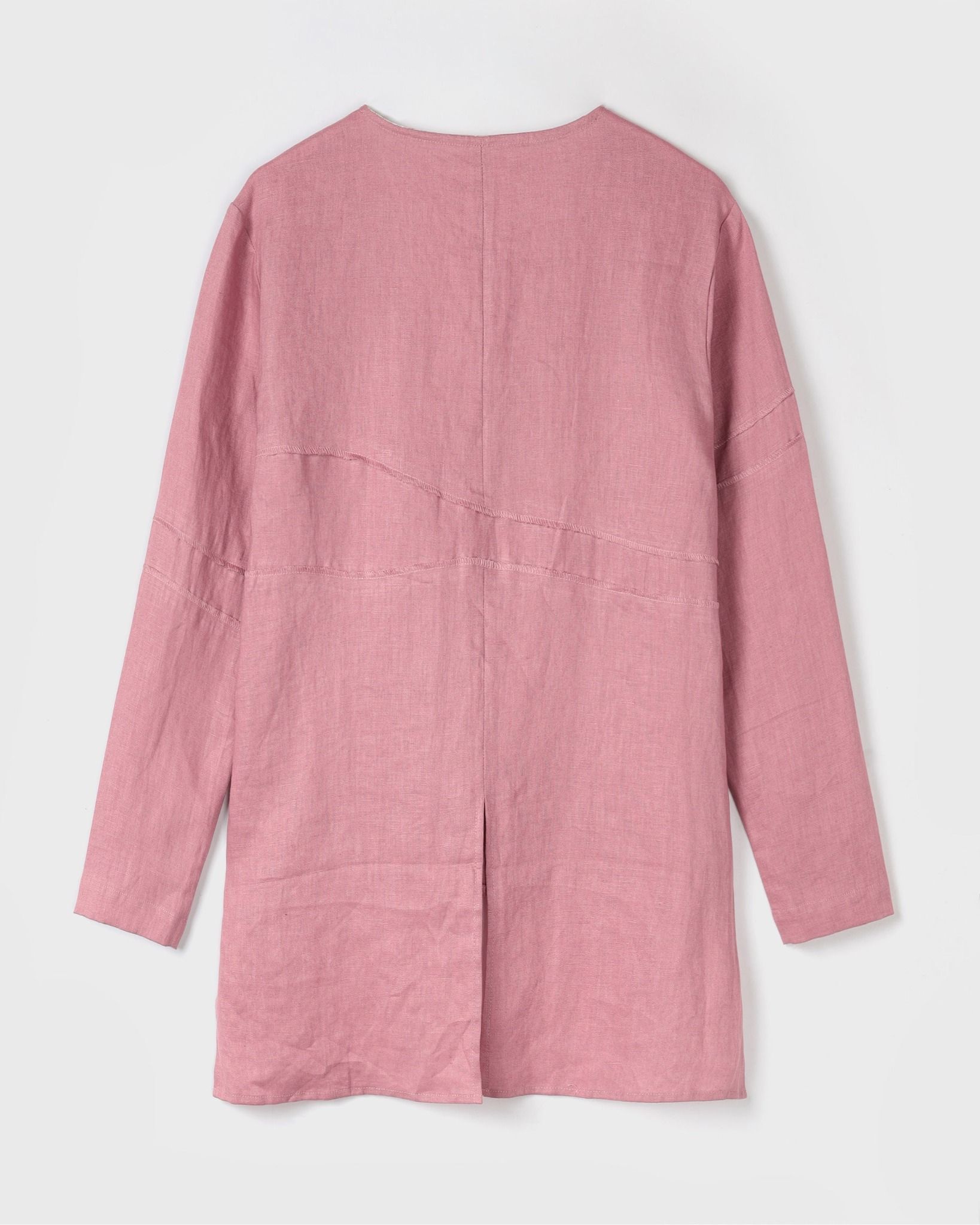 Áo Linen Hồng Khô Dáng Suông Tay Dài - chính diện mặt trước