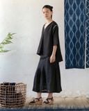  Áo Linen Cổ V Dáng A 