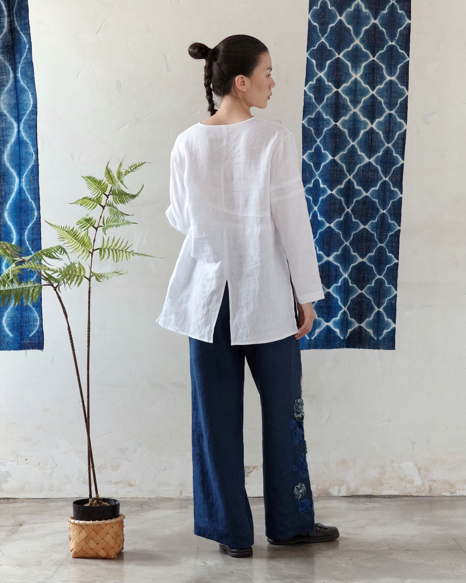 Áo Linen Gạo Phom Suông Tay Dài-chính diện mặt trước