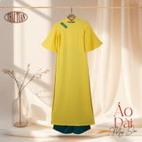  Áo Dài May Sẵn Cao Cấp Màu Vàng 1W40B002 