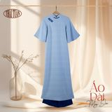  Áo Dài May Sẵn Cao Cấp Màu Xanh Nhạt 1W40B015 