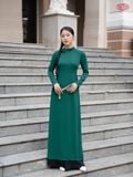  Áo Dài May Sẵn Trơn Màu Xanh Lá 1W61A324 
