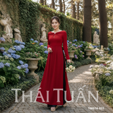  Áo Dài May Sẵn Nữ Tay Dài Nút Chất Liệu Trơn Sang Trọng 1W67A 