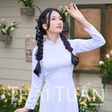  Áo Dài Lencii Trơn May Sẵn Màu Trắng Sữa 1W02A101 