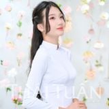  Áo Dài Lencii Trơn May Sẵn Màu Trắng Sữa 1W04A101 