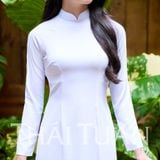  Áo Dài Lencii Trơn May Sẵn Màu Trắng Sữa 1W55A101 