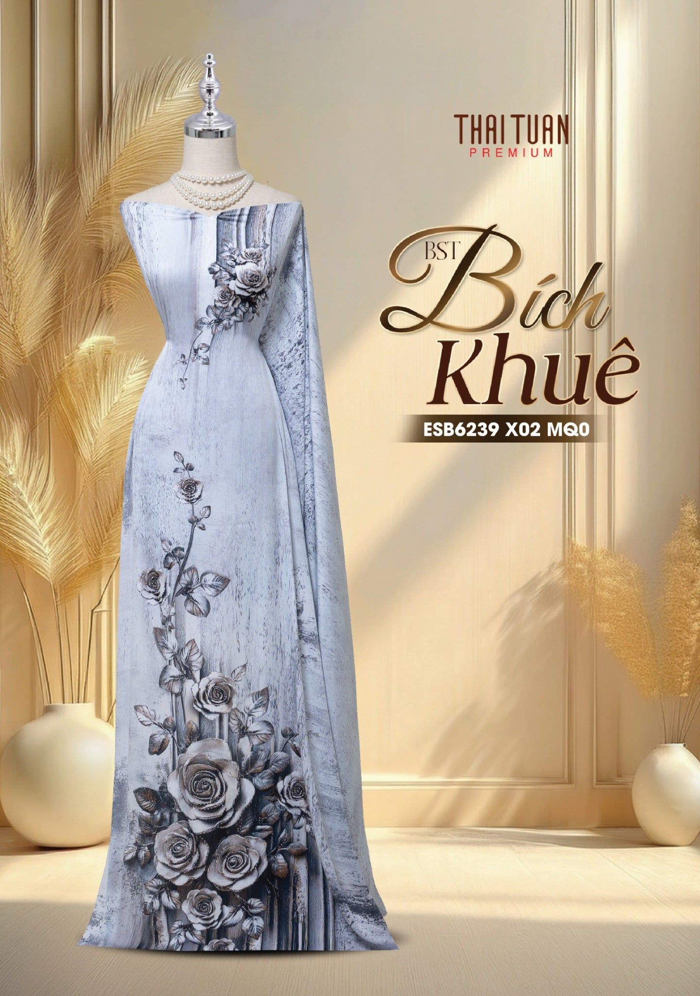  Vải In Satin Đính Đá Cao Cấp 1m5x2m3 ESB6239X02MQ0 - BST Bích Khuê 
