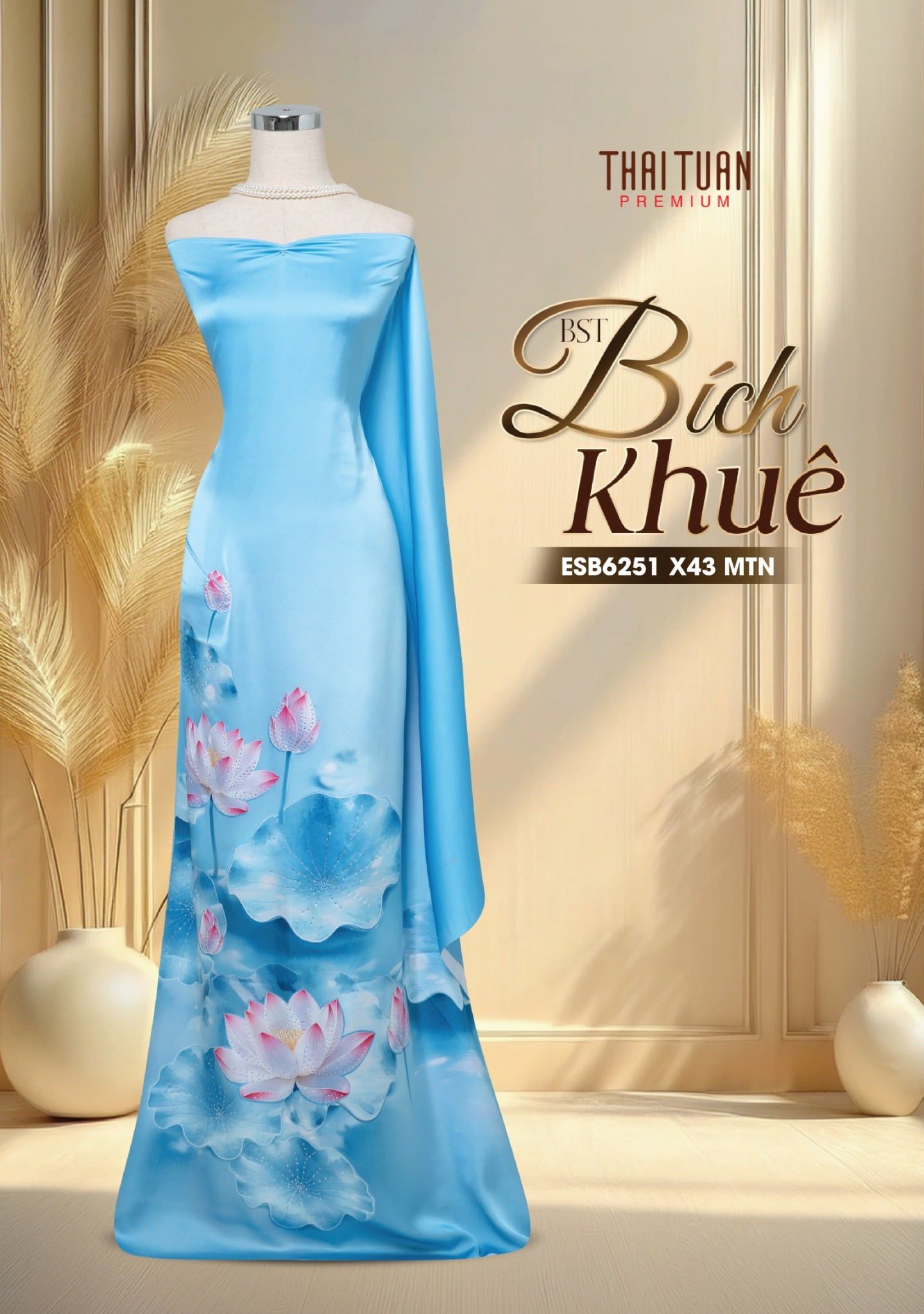  Vải In Satin Đính Đá Cao Cấp 1m5x2m3 ESB6251X43MTN - BST Bích Khuê 