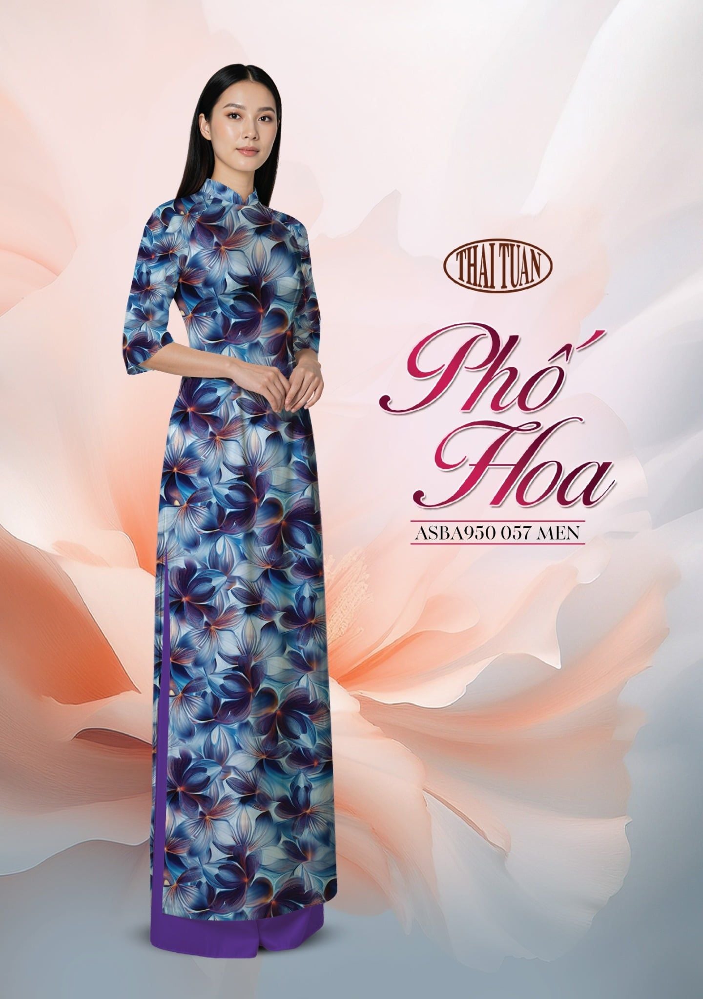  Vải Áo Dài ASBA950 057 MEN - BST Phố Hoa 