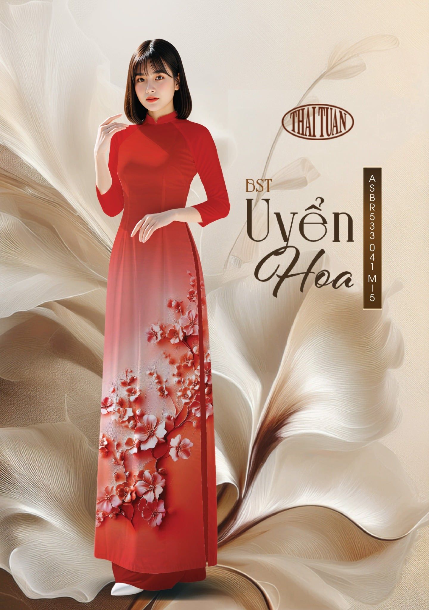  Vải Áo Dài ASBR533 041 M15 - BST Uyển Hoa 