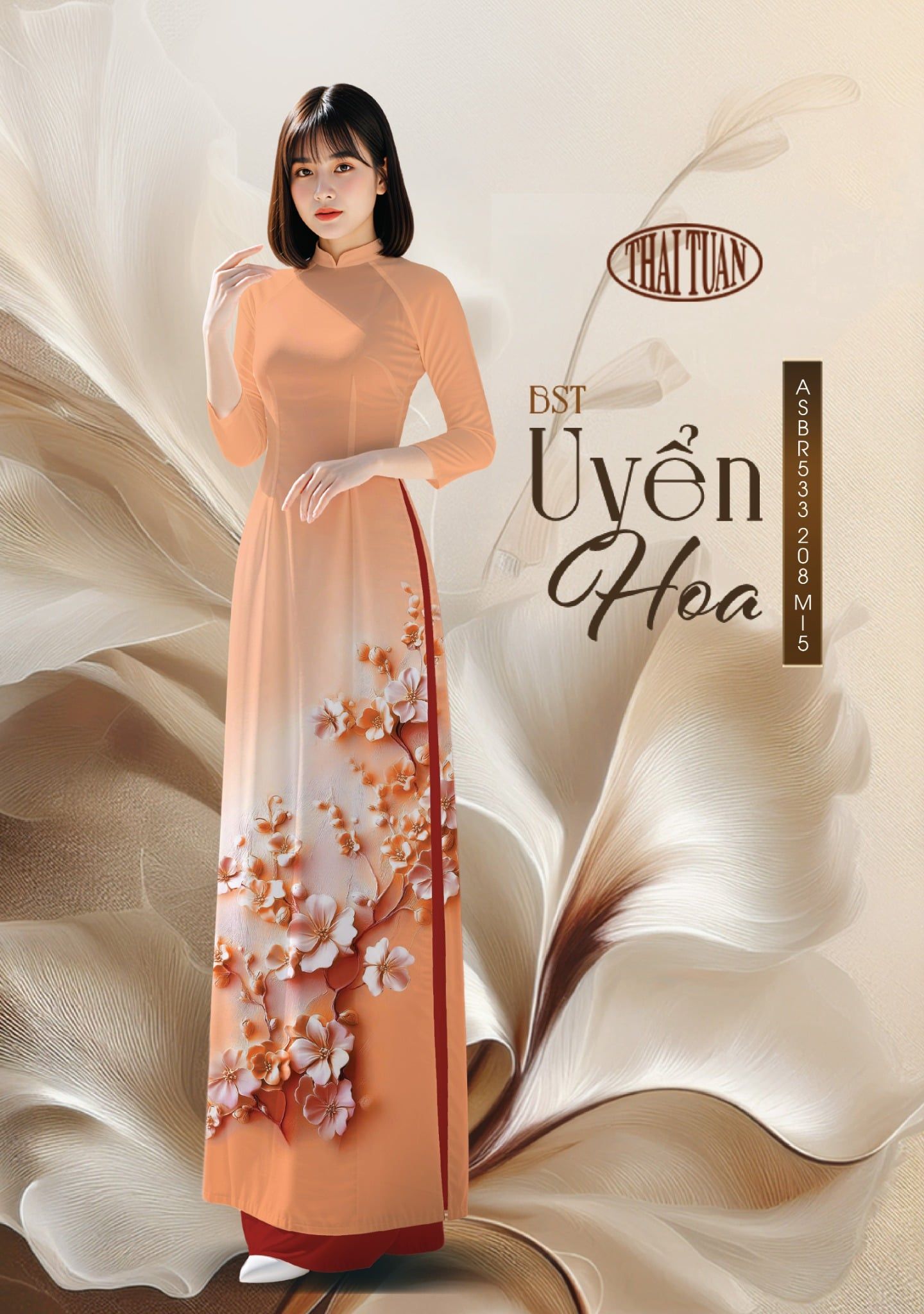  Vải Áo Dài ASBR533 208 M15 - BST Uyển Hoa 