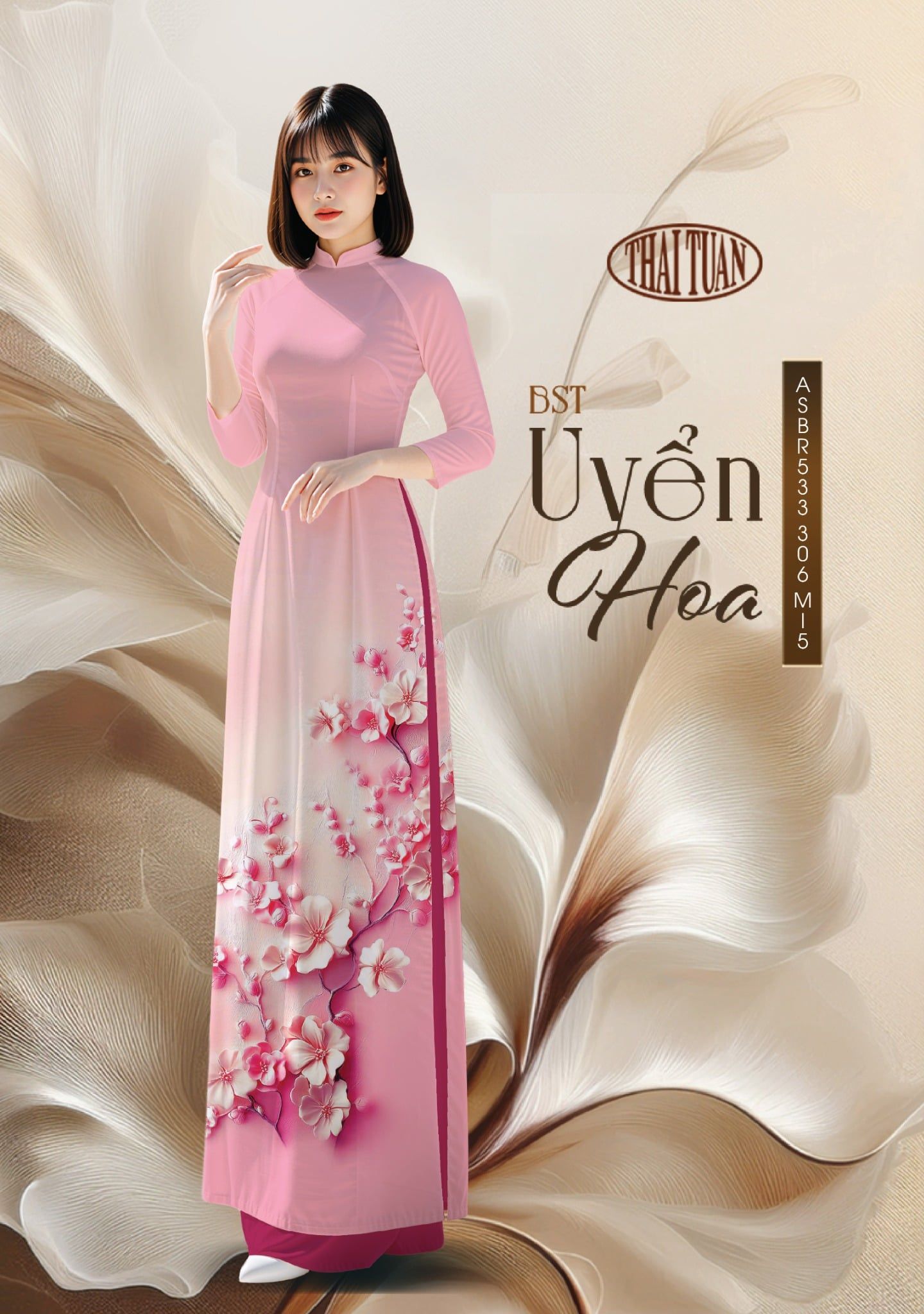  Vải Áo Dài ASBR533 306 M15 - BST Uyển Hoa 