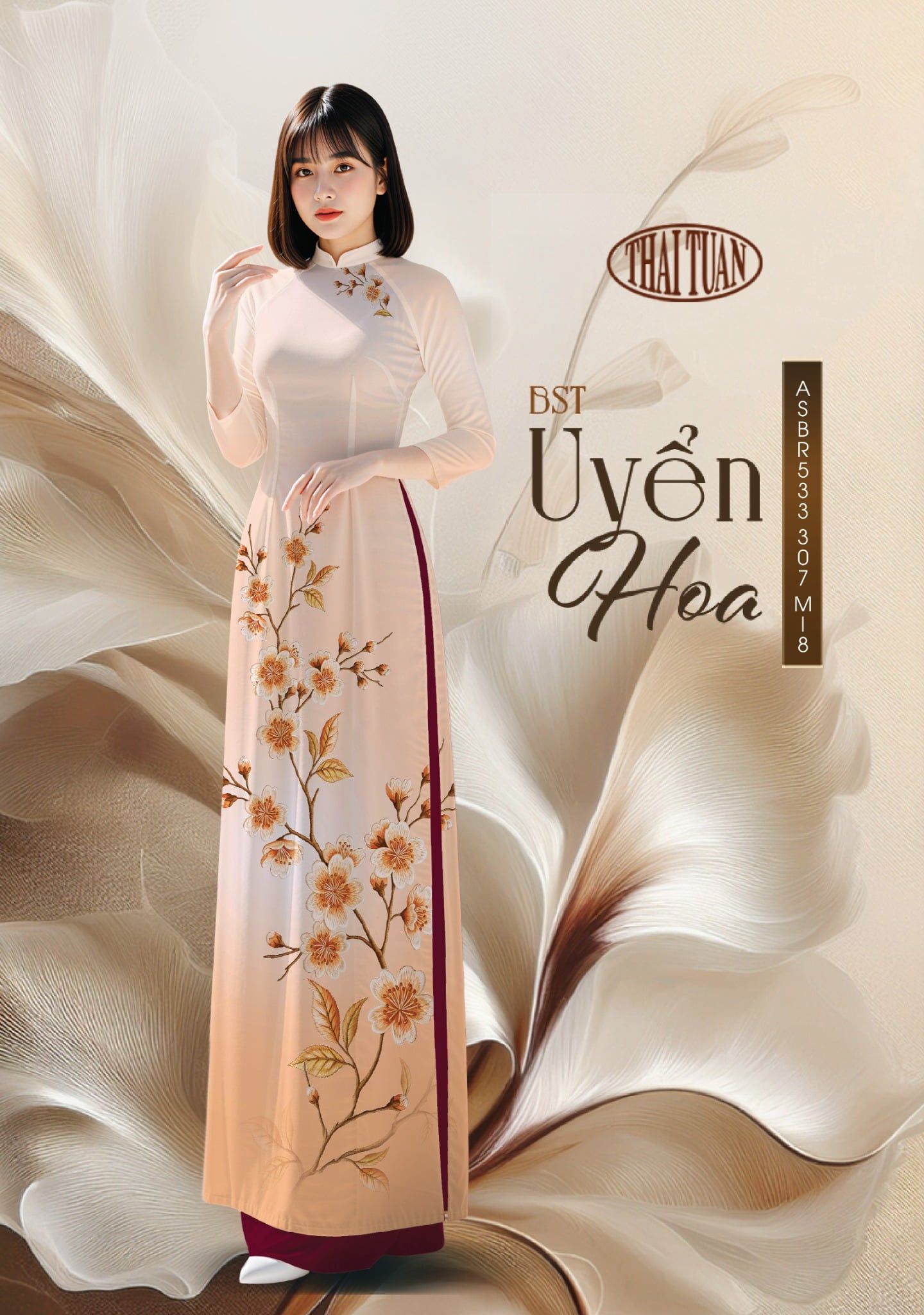  Vải Áo Dài ASBR533 307 M18 - BST Uyển Hoa 