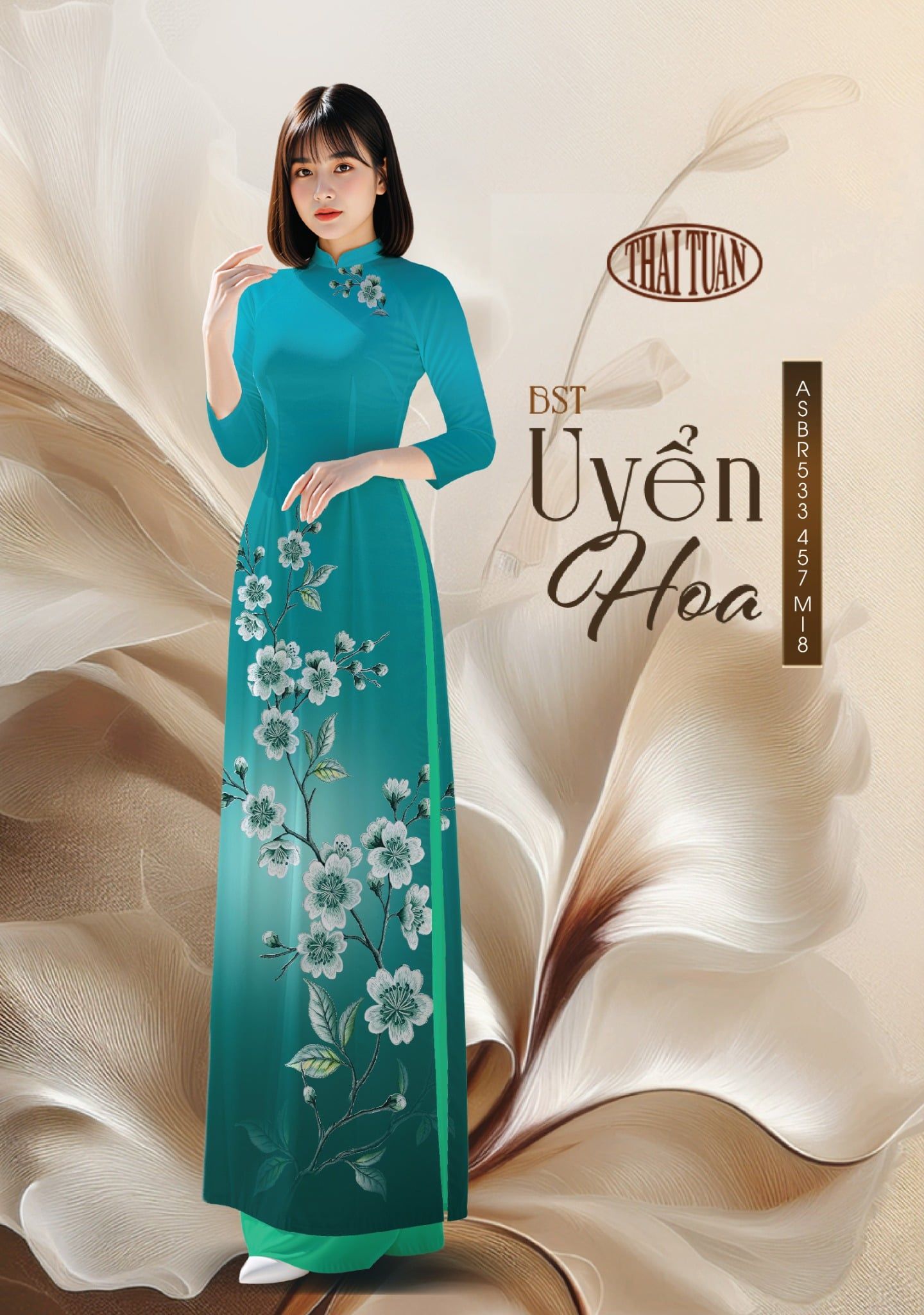  Vải Áo Dài ASBR533 457 M18 - BST Uyển Hoa 
