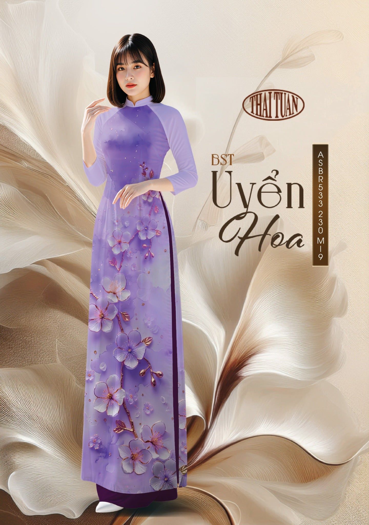  Vải Áo Dài ASBR533 230 M19 - BST Uyển Hoa 