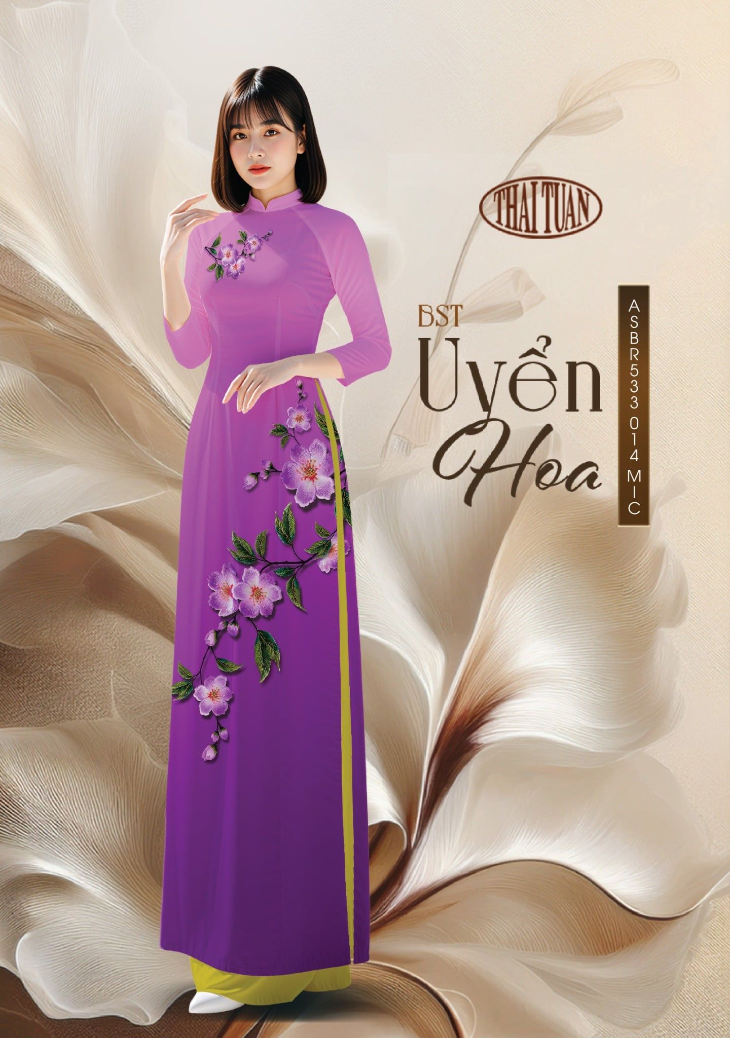  Vải Áo Dài ASBR533 014 MIC - BST Uyển Hoa 