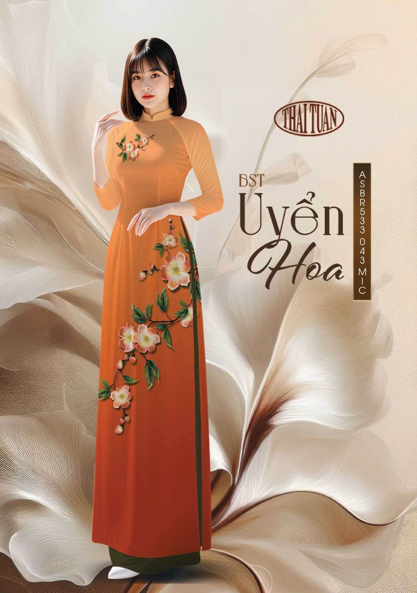  Vải Áo Dài ASBR533 043 MIC - BST Uyển Hoa 