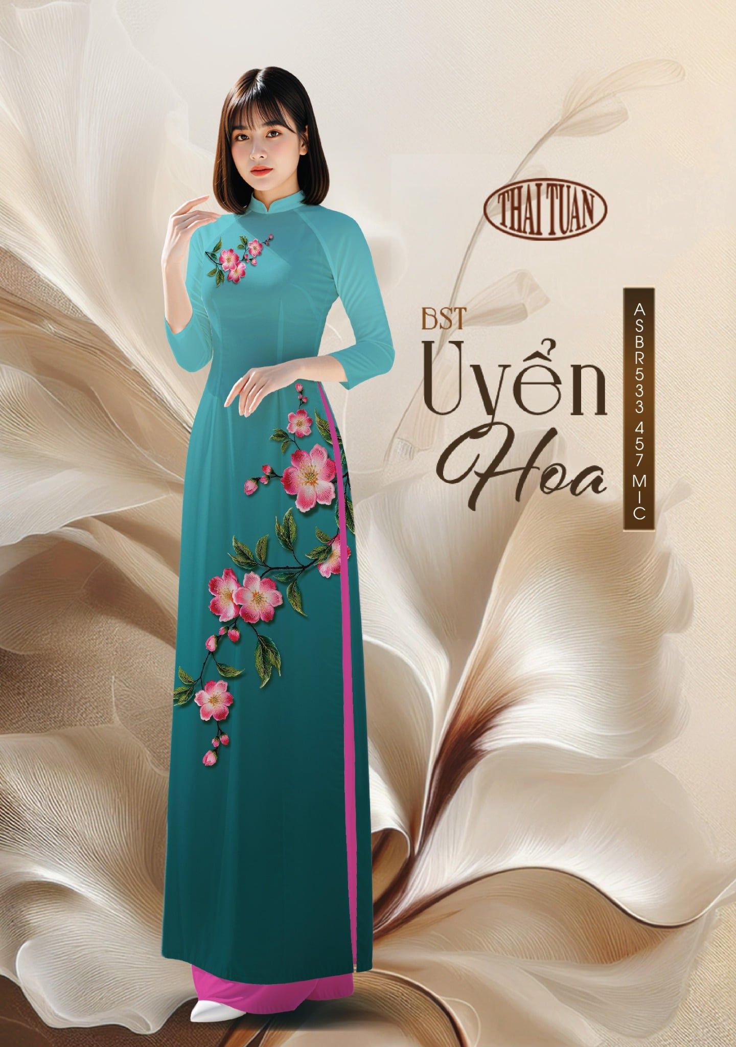  Vải Áo Dài ASBR533 457 MIC -BST Uyển Hoa 