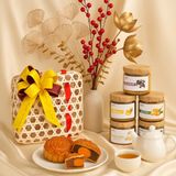 Quà Tết 2026 - Set quà Giỏ mây hộp vuông 4 món hũ tròn | Đặc sản Đà Lạt