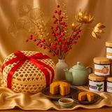 Quà Tết 2026 - Set Giỏ Mây Tròn úp 4 món hũ tròn I Đặc sản Đà Lạt