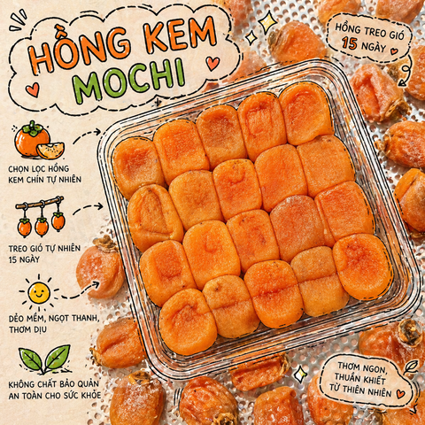 Hồng Kem Mochi - Hồng Treo Gió 15 ngày | 500 | Đặc sản Đà Lạt